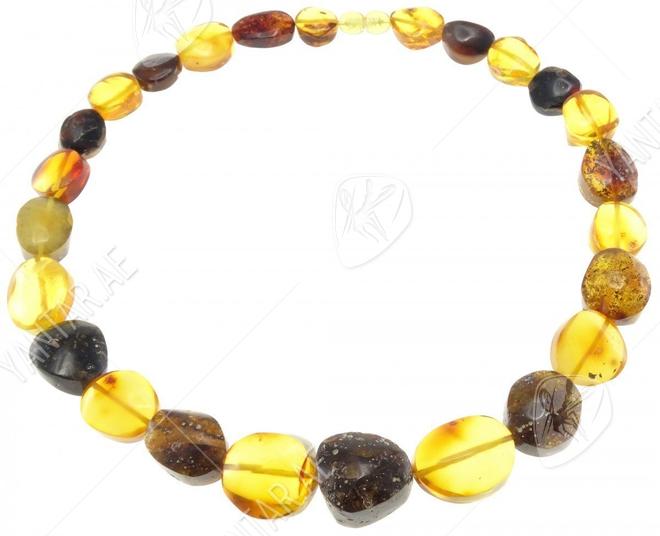 Amber beads made of multi-colored stones